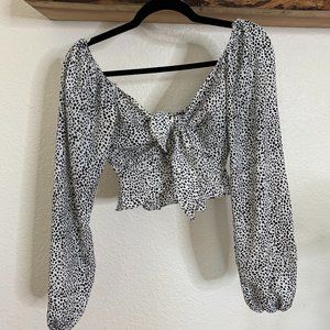 Kittenish Black and White Polka Dot Crop Top